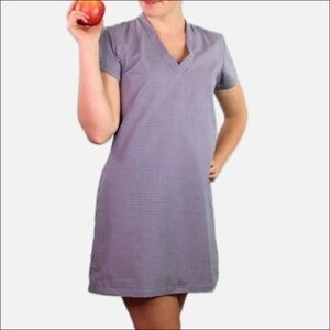 Sarah Bibb Kimmy 100% Cotton Gingham V-Neck Tunic Dress Made in USA Size XS